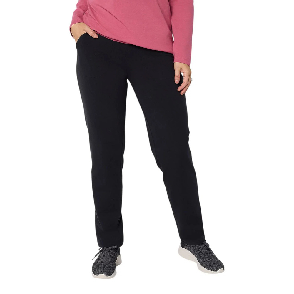 Denim & Co. Women's Duo Stretch Straight Leg Pants Black - Petite
